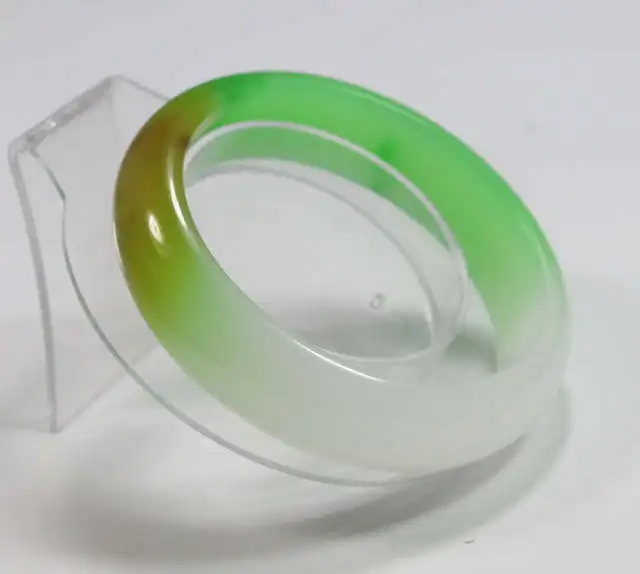 

Очень тонкий зеленый белый желтый Редкий Натуральный браслет ADE JADEITE 61 мм