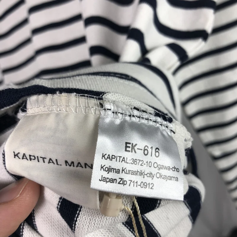

New 2021 High Men Fashion T Shirts Striped KAPITAL Streetwear T-Shirt Hip Hop Skateboard Street Cotton T-Shirts Tee Top #N411