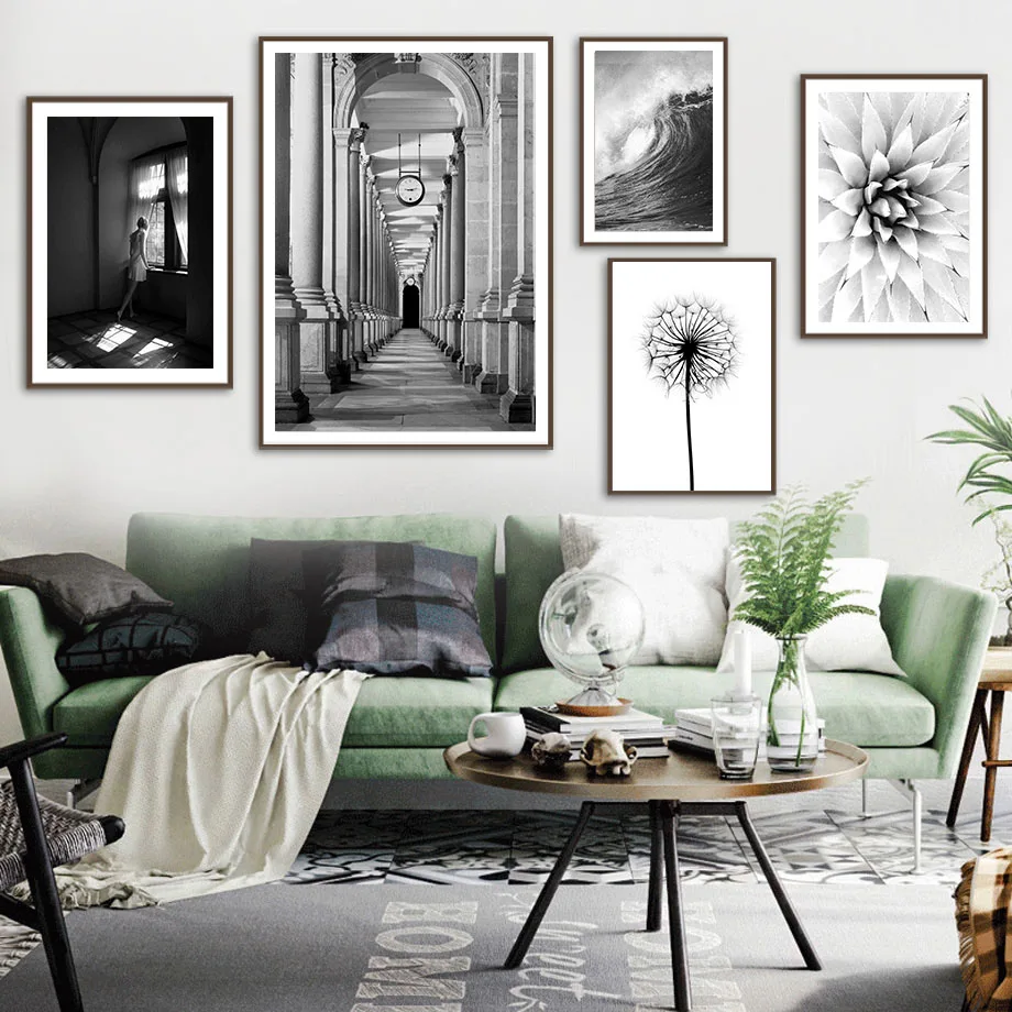 

Black White Dandelion Succulents Moroccan Wall Art Canvas Painting Nordic Posters And Prints Wall Pictures For Living Room Decor