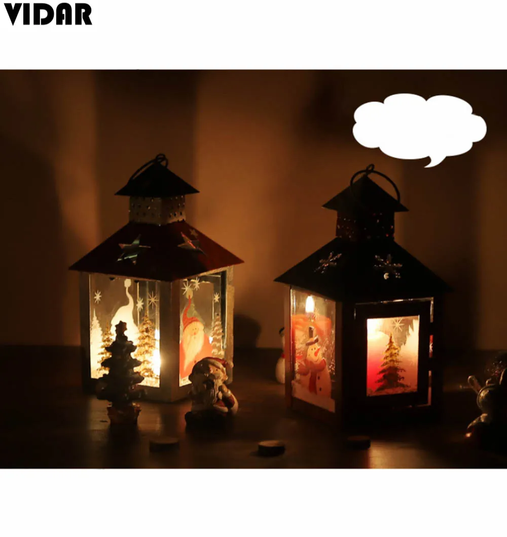 

VIDAR Europe Style Classic Iron Retro Candle Holders Santa Claus Metal Craft House Candlestick Christmas Decor Hurricane Lamp