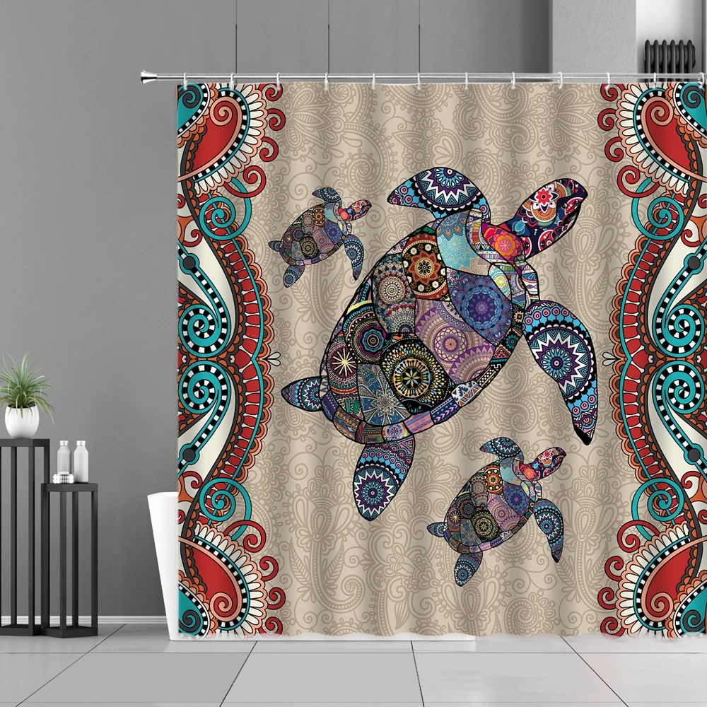 

Dolphin Sea Wave Design Bathroom Shower Curtain Ocean Animal Fish Turtle Octopus Blue Home Decor Waterproof Curtains Screen Set