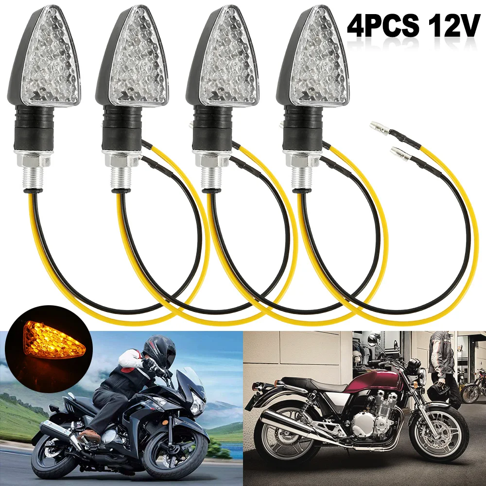 

4pcs/set Universal Motorcycle LED Turn Signals Long Short Turn Signal Indicator Lights Blinkers Flashers Amber Color Accessories