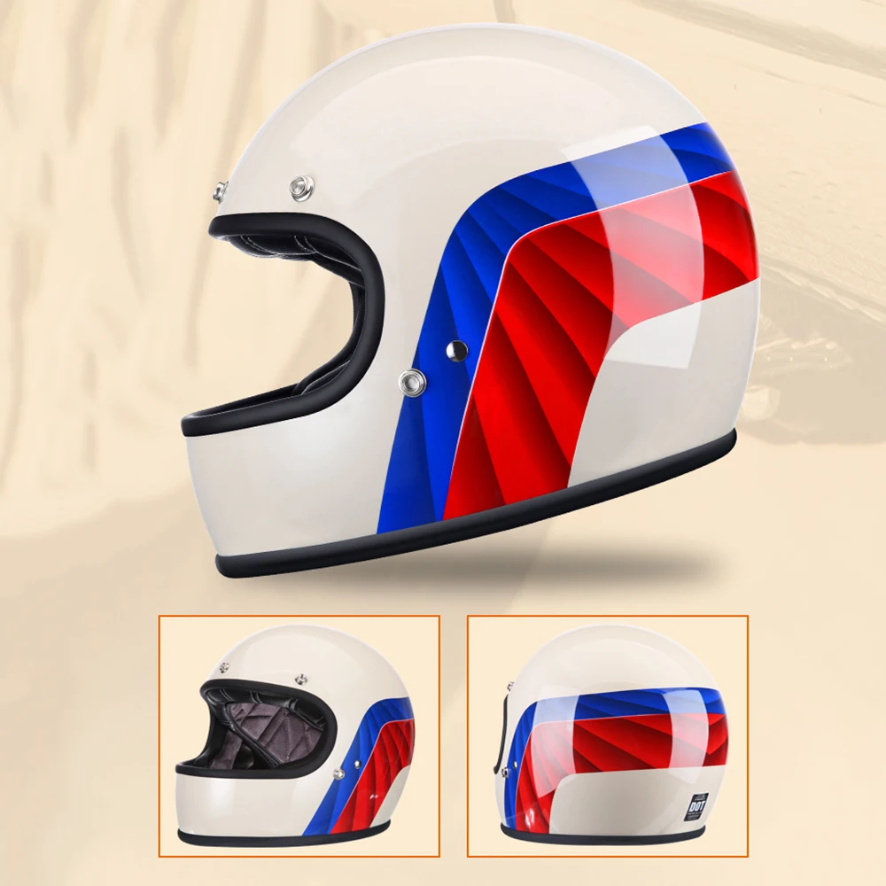AMZ мотоциклетный шлем Полнолицевой шлем для мотокросса Retrol rbike Riding Racing Casco Moto с точечной сертификацией