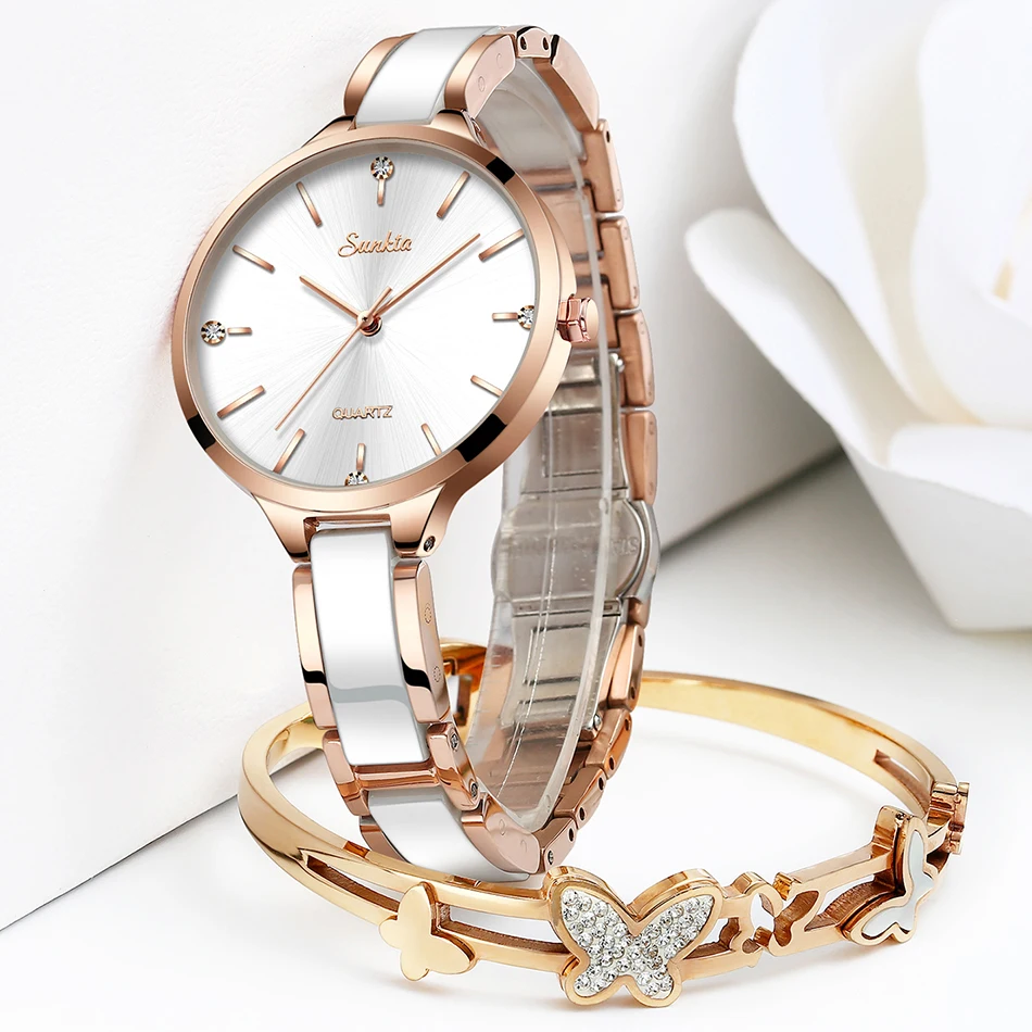 Часы наручные SUNKTA женские кварцевые брендовые Роскошные с классическим