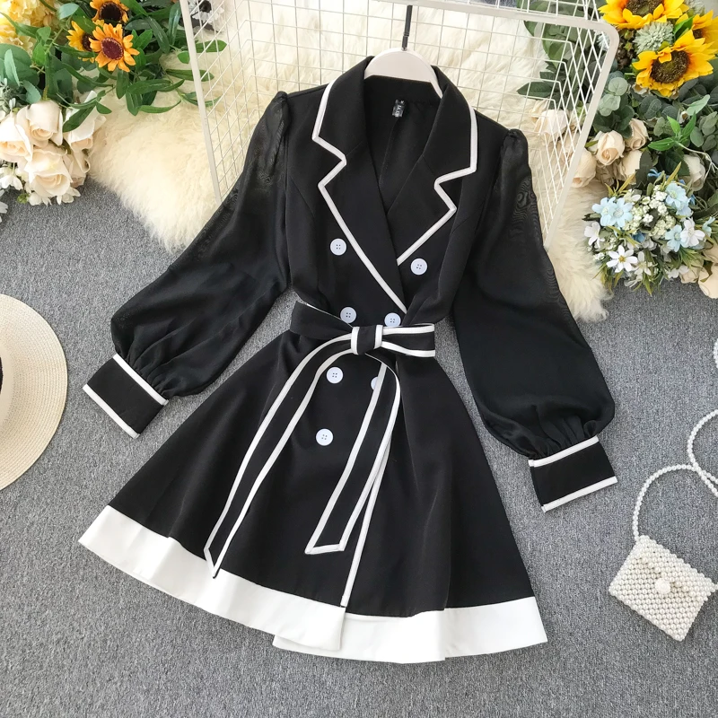 Вечерние черно-белые лоскутные платья с поясом жаккардовые контрастные двойные