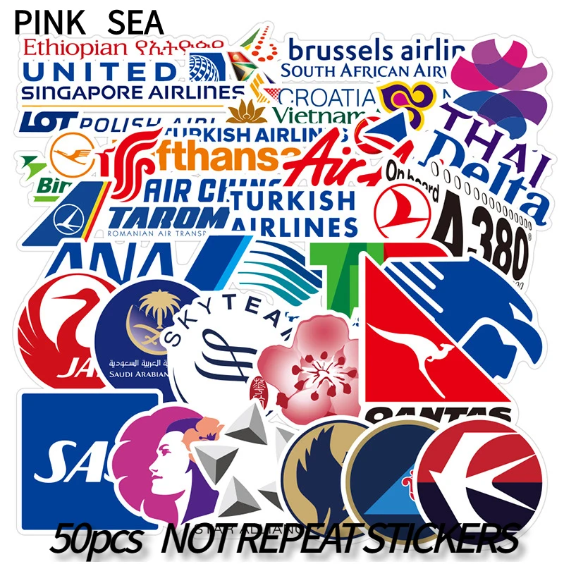 10/30/50Pcs/SET New Style Airline Logo High Quality Stickers Aviation Travel Trip For Suitcase Laptop DIY Waterproof Sticker