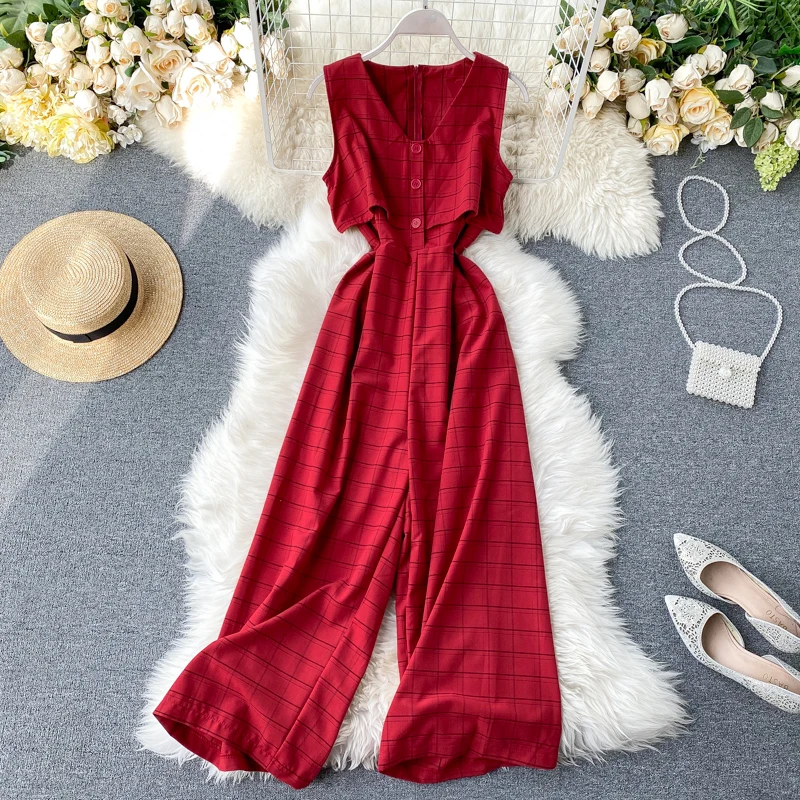 Весна-лето 2020 новые цельные брюки в клетку | Женская одежда