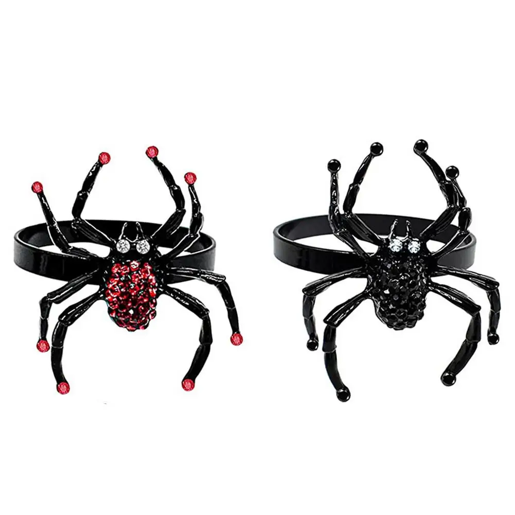 

6 шт. кольца для салфеток на Хэллоуин, черный стразы, держатель для салфеток для украшения стола на Хэллоуин-вечеринку, Тематическая часть пр...