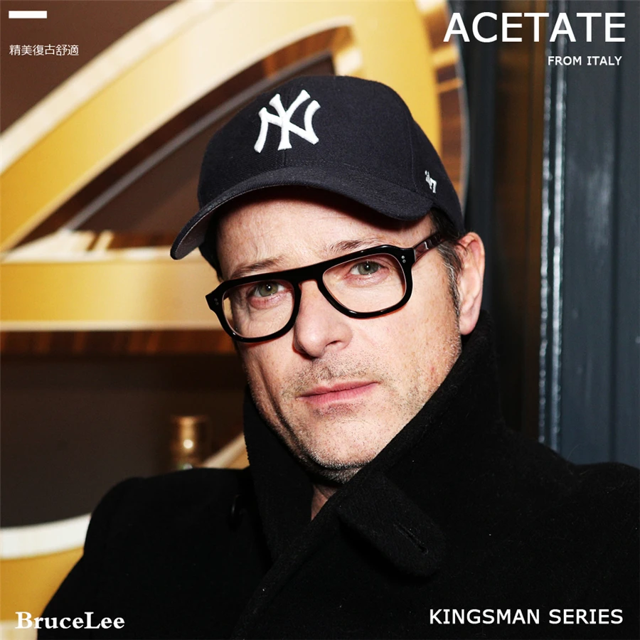 Высокое качество ацетат Kingsman очки золотой круг Секретная служба очки Гарри эггси квадратные очки оправа британский стиль