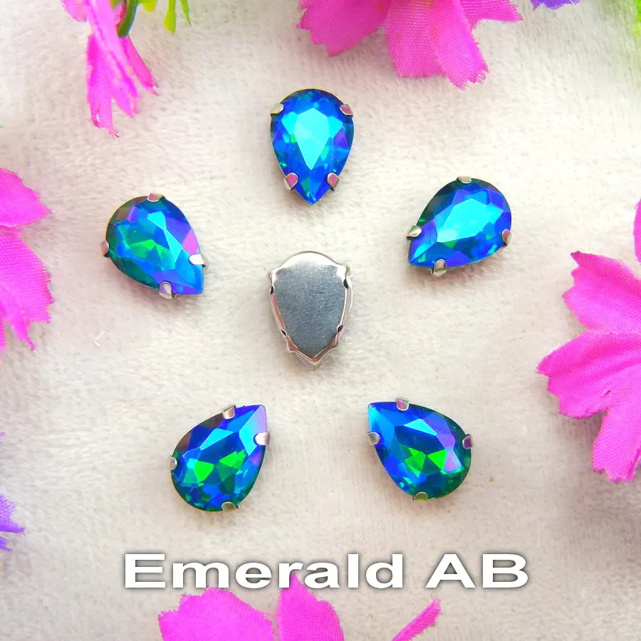 AB цвета серебряные крабы отверстия 7 размеров капля воды КАПЛЕВИДНАЯ стеклянная