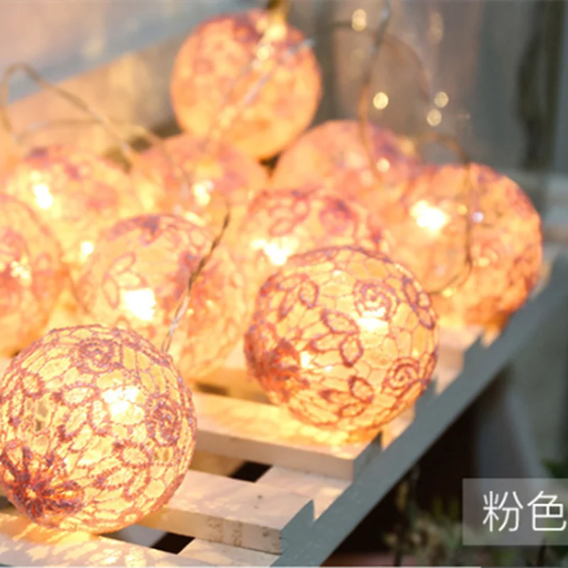 

Lace Ball Fairy Lights Sweet Led String Lights for Girls Bedroom Fantastic Wall Decoration USB Light Indoor Home Ornament Luces