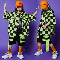 children jazz dance costumes lattice tops loose shorts suit hip hop clothing for girls stage performance clothing suit dqs5028