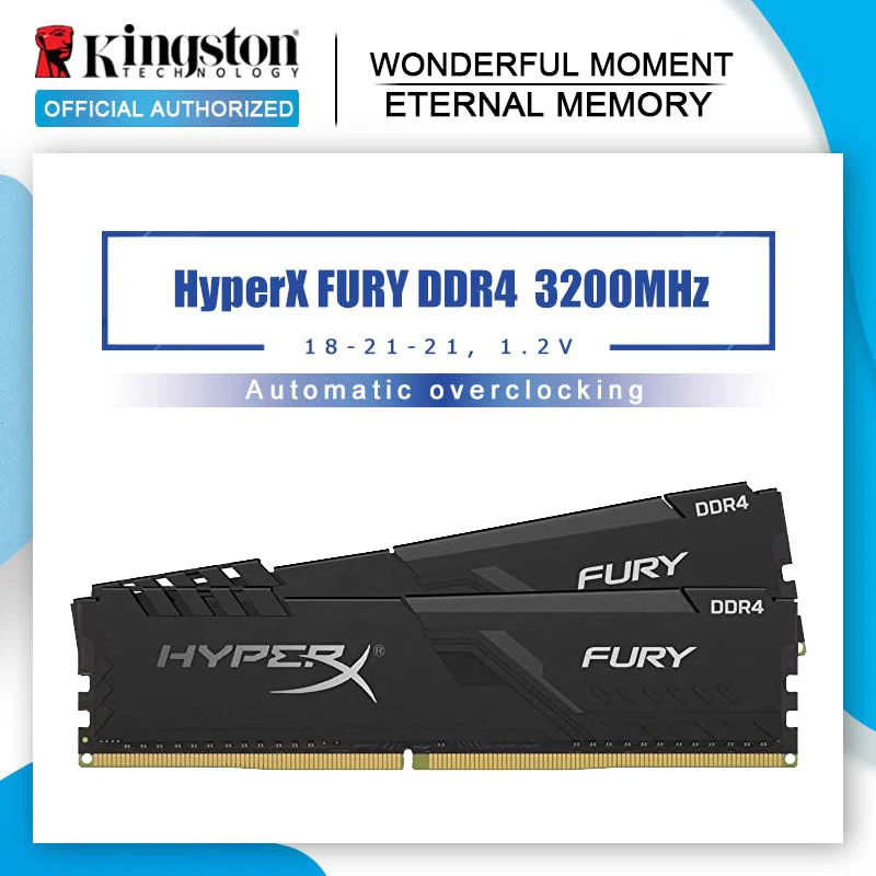 Модуль оперативной памяти Kingston HyperX Fury ddr4 8/16/32 ГБ 2666/3200/3600 МГц|Оперативная память| |