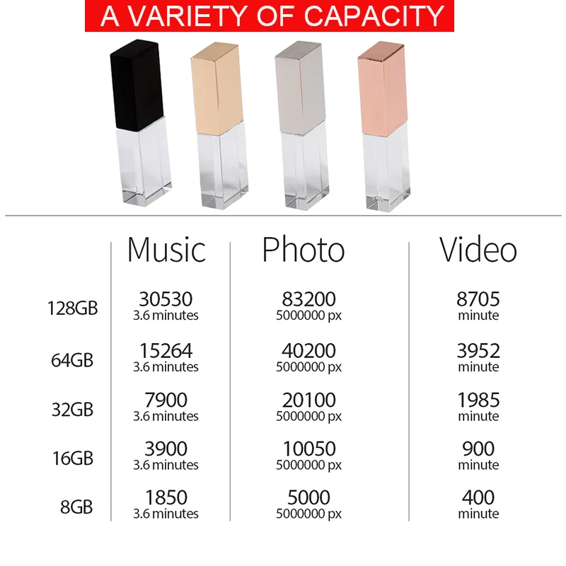 

JASTER new 3D custom LOGO crystal USB 2.0 flash drive with gift box 2GB 4GB 8GB 16GB 32GB 64GB free shipping