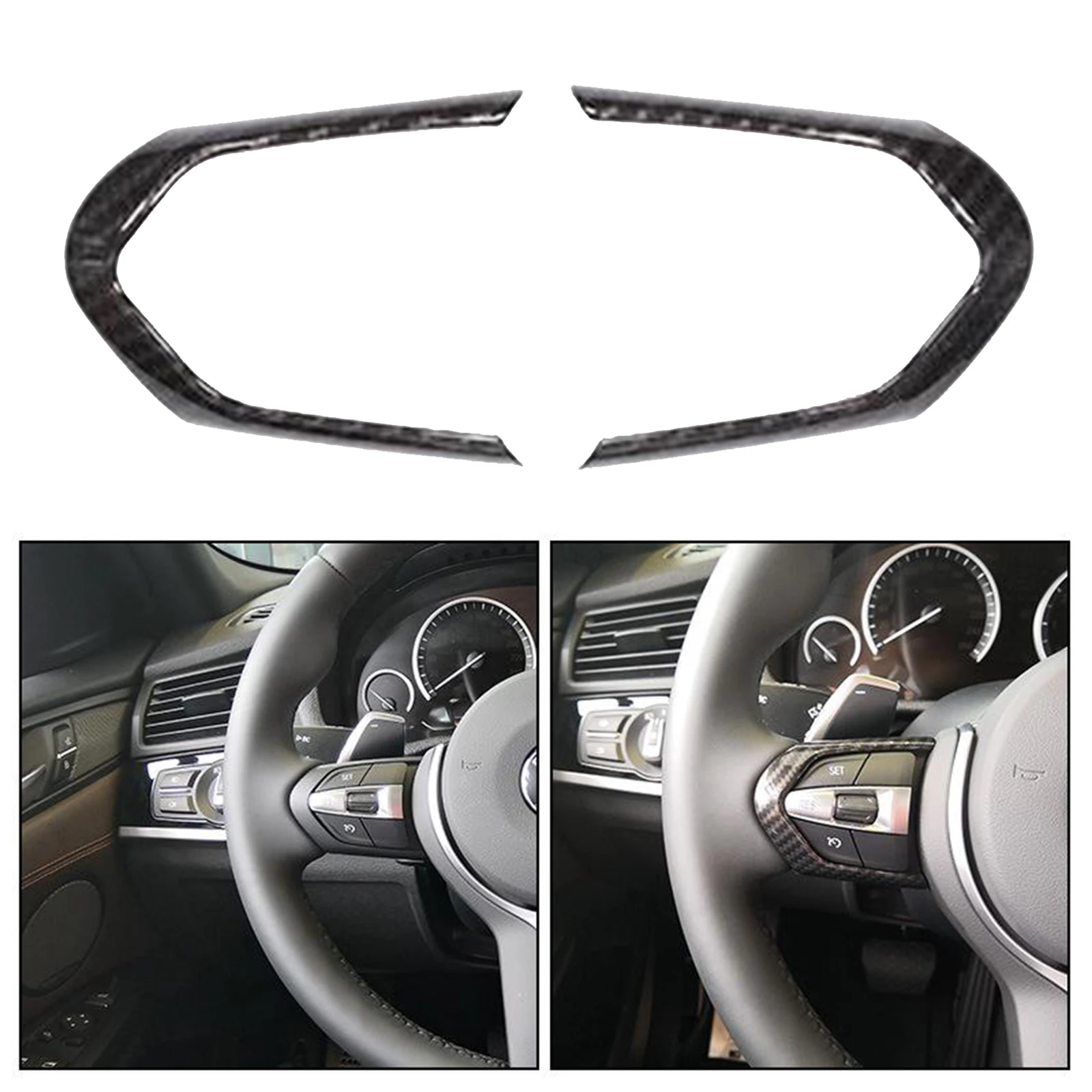 

Carbon Fiber Steering Wheel Button Trim Sticker Switch Cover Kit for BMW M3,