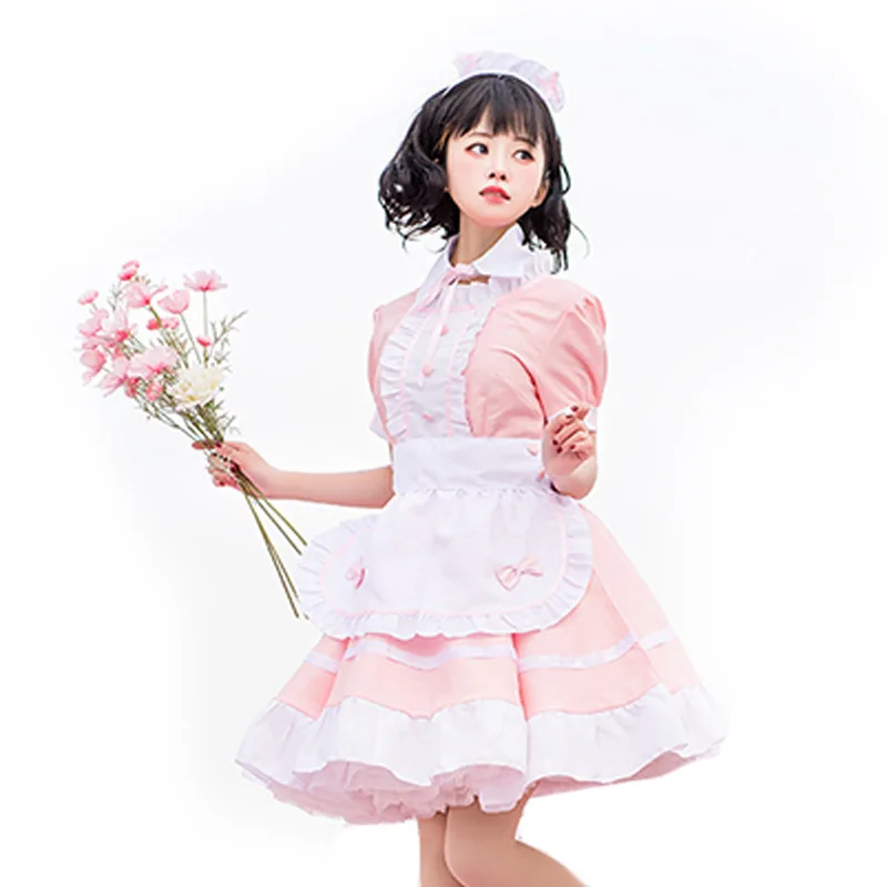 

Women Apron Maid Outfit Anime Long Dress Black and White Dress Lolita Dresses Men Coffee Costume Cosplay Mucama