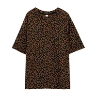 top fashion leopard print tie dye t shirt womens short sleeved half sleeved street loose round neck t shirt bottoming shirt top