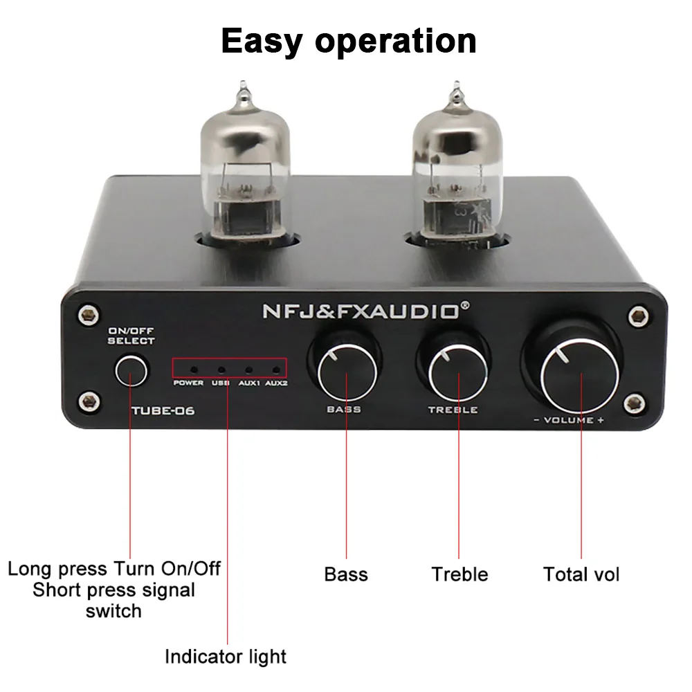 FX AUDIO домашний аудио трубки Предварительный усилитель Вход PC USB AUX Бас & колебание