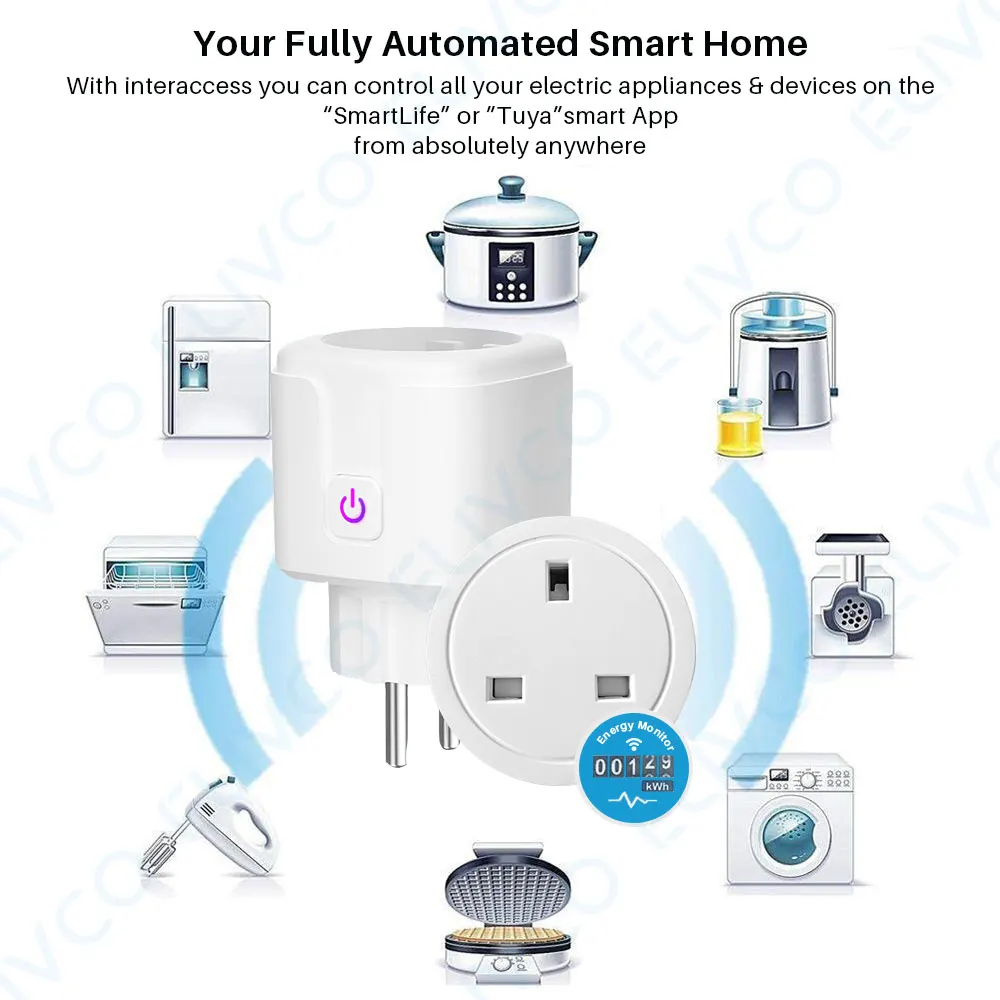 

16A EU UK WiFi Smart Plug Socket With Power Energy Monitor 10A US Plug SmartLife APP Voice Control Works With Alexa Google Home