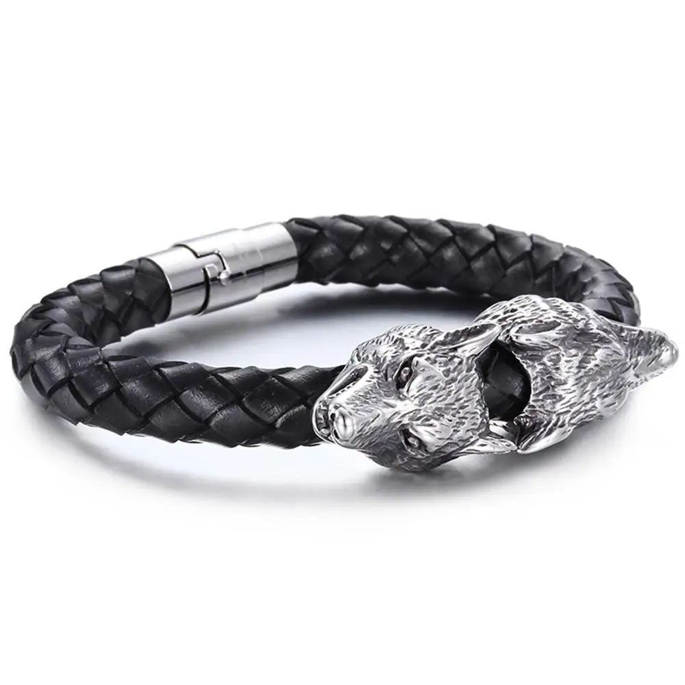 Грандиозный модный браслет с волком для мальчиков изящные нержавеющая сталь