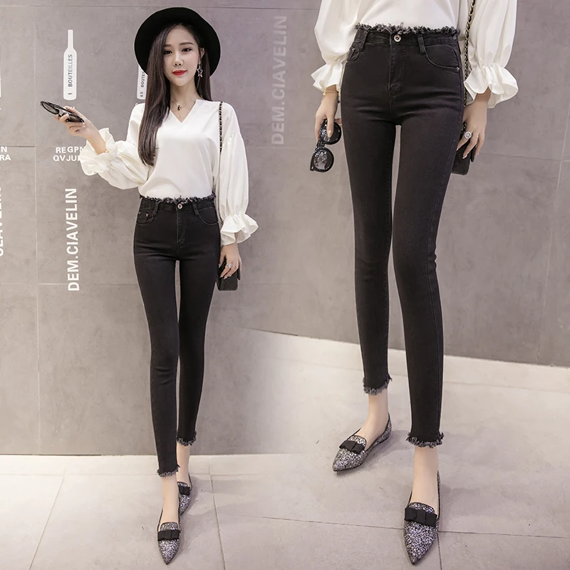 Эластичные сексуальные женские Джинсы бойфренда с бахромой джинсы размера плюс