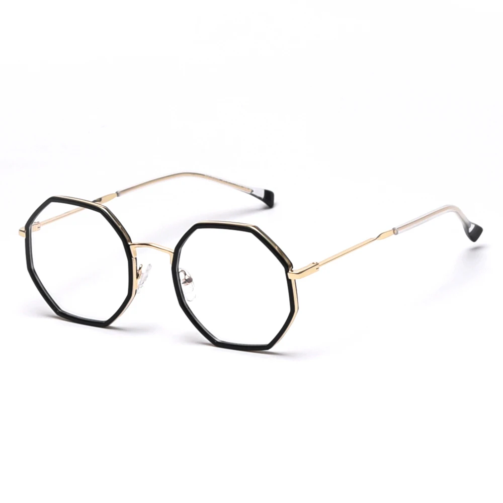 

Veshion Women Blue Blocking Glasses Octagonal Big Retro Half Metal Frame Male Men Eye Glasses Myopia Tr90 Frame Polygon