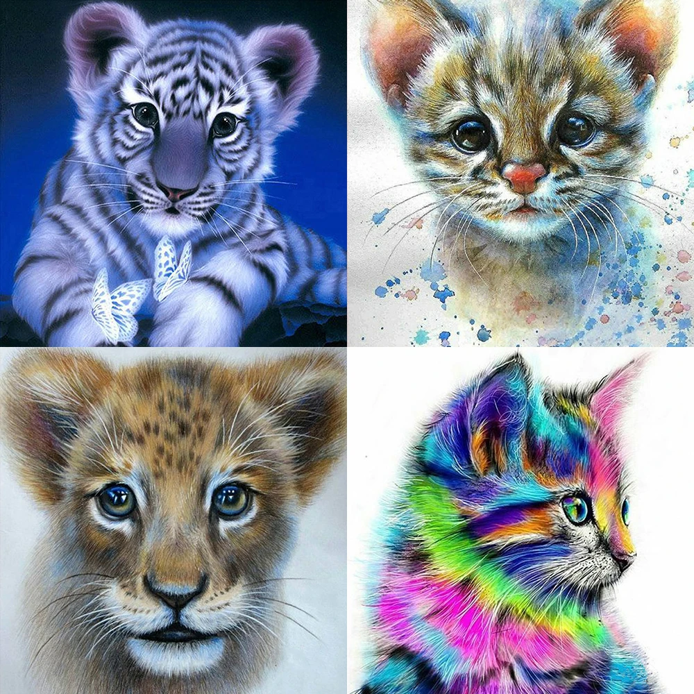 

5D DIY Diamond Painting Cross Ctitch Kits Animals Diamond Mosaic Full Round Diamond Embroidery Cross Stitch алмазная мозаика