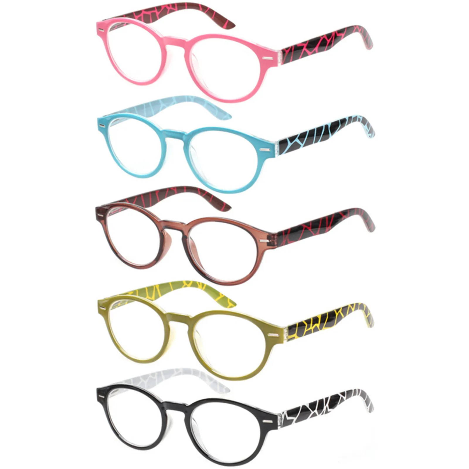 

Henotin Reading Glasses Spring Hinge Fashion Colorful Frame Men and Women Reader Decorative Eyeglasses +0+1.0+5.0+6.0