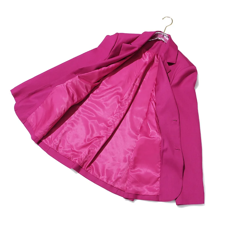 

PYJTRL Elegant Women Autumn Rose Red Fold Waist Casual Suit Jacket