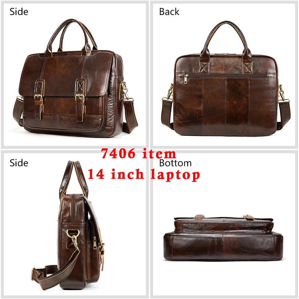 WESTAL натуральная кожаная сумка для ноутбука 14 &quotДля мужчин s сумки плеча сумку Для