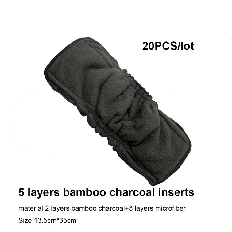5 ly Charcoal E 20 штук моющийся подгузник вставки многоразовые 3 слоя микрофибры, воздухопроницаемые детские тканевые подгузники для новорожденных подгузники супервпитывающий - Цвет: 5 ly Charcoal E