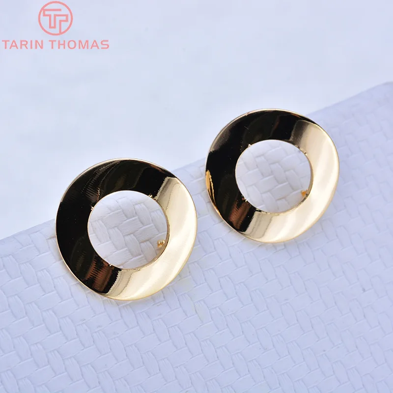 10 шт. 18 мм 24 к золотой цвет латунь глянцевая дуговая поверхность круглые