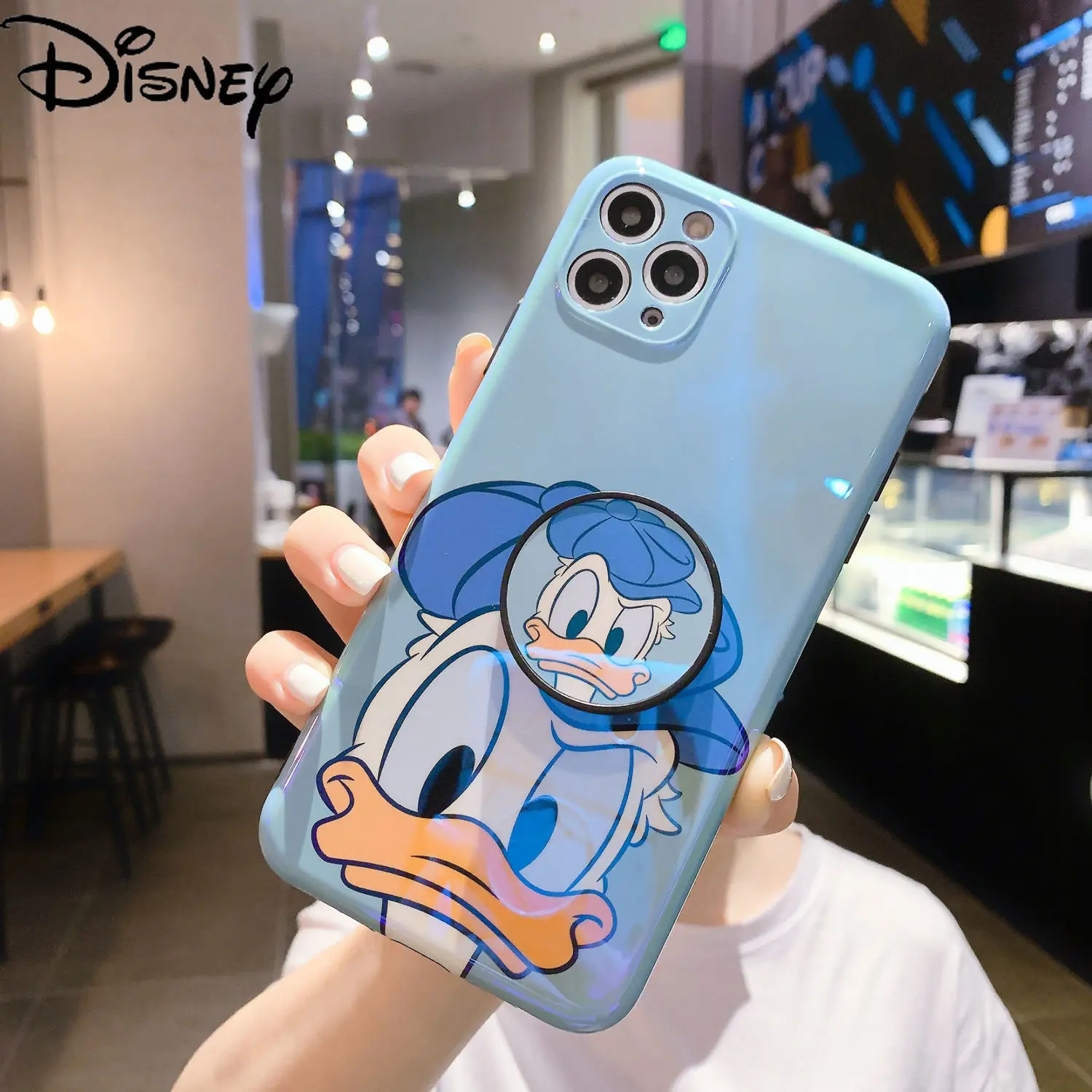 

Disney Donald Duck couple Blu-ray mobile phone case with stand for iPhone12mini /12promax/iPhonex/xs xr/7/8plus cartoon cute