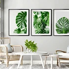 Monstera, постер с тропическими листьями и зелеными растениями, настенное искусство в скандинавском стиле, холст с ботаническим принтом, современная картина для украшения дома