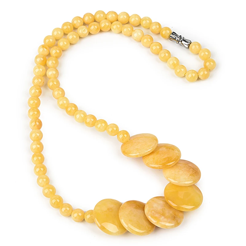 Charming Yellow Chalcedony 6-19mm Round Pendants Necklace Handmade DIY Design Jewelry Women Birthday Gifts 18&quot | Украшения и