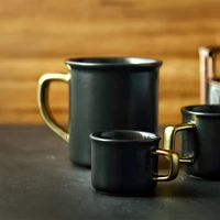 black gloden stoneware mug ceramic coffee mug porcelain milk office mug sugar lemonade