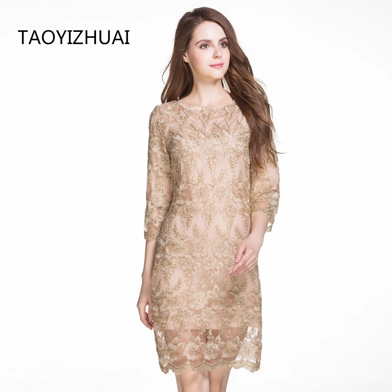 Кружевное платье Taoyizhuai в европейском и американском стиле свободного кроя с
