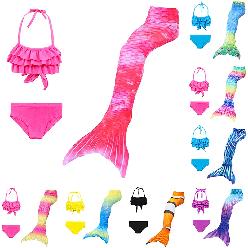 Новый детский купальный костюм Русалочки с плавниками бикини платье для девочек