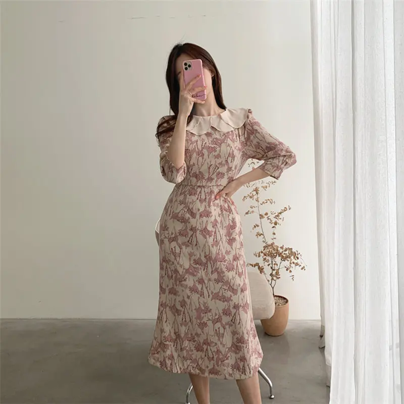 Женское платье с оборками Alien Kitty уличное цветочным принтом и высокой талией для