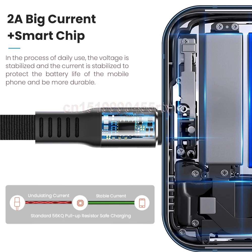 Плоский зарядный USB-кабель для iPhone 13 12 11 Pro Max XS XR X 5 5S 6 6S 7 8 Plus iPad 2A быстрой зарядки 0