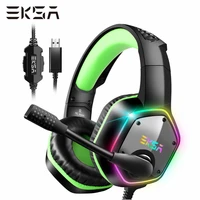 eksa e1000 gaming headset 7 1 surround sound wired headset gamer pc for ps4 with rgb light noise cancelling mic gaming headphone