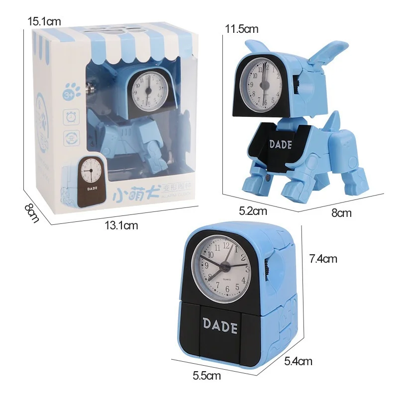 

Boys and Girls Alarm Clock Deformed Robot Toy Children's Mini Deformed Alarm Clock Creative Cute Cartoon Dog Alarm Clock