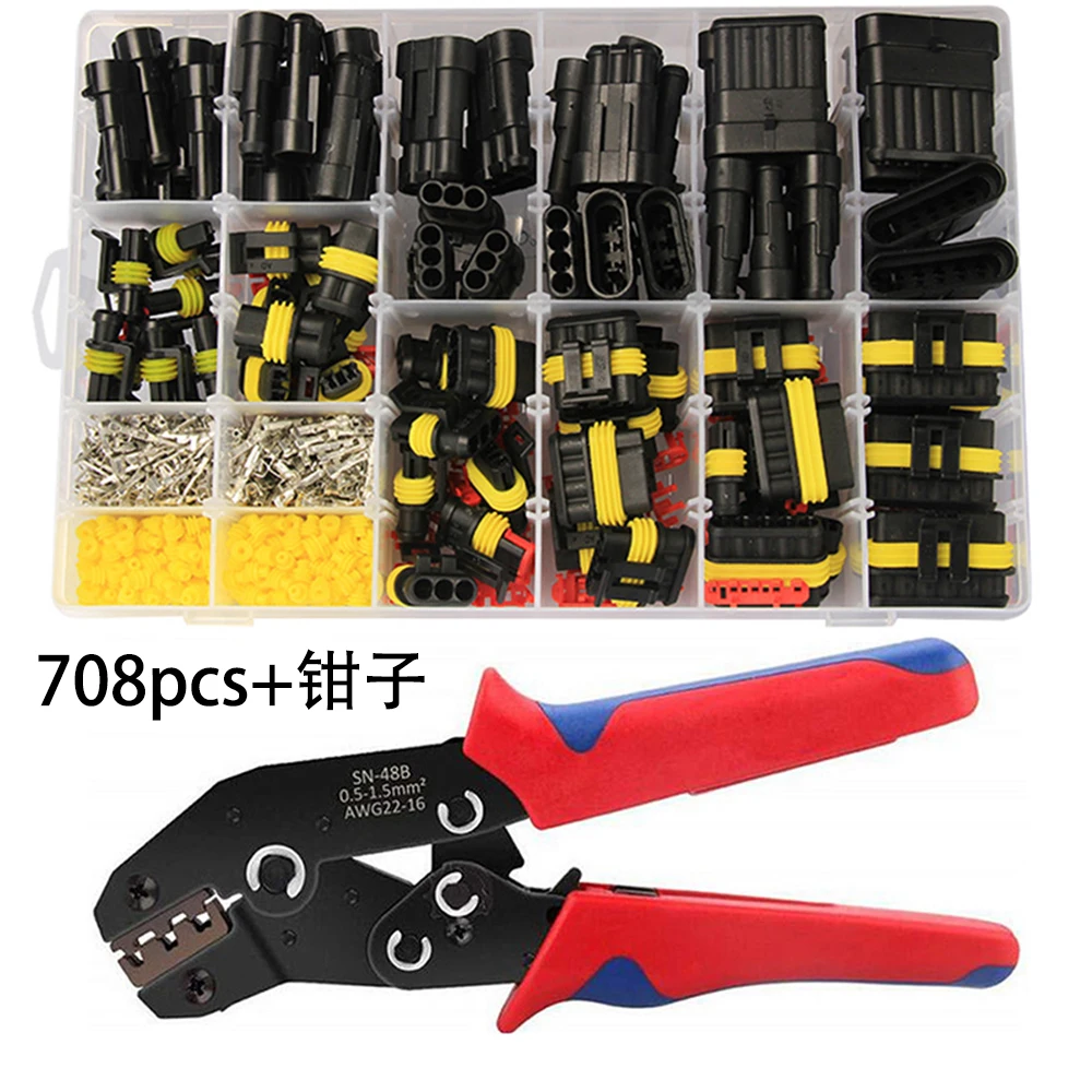 662/708/1004pcs HID Waterproof Connectors 1/2/3/4 Pin 26 Sets Car Electrical Wire Plug Truck Harness 300V 12A Fast Delivery |