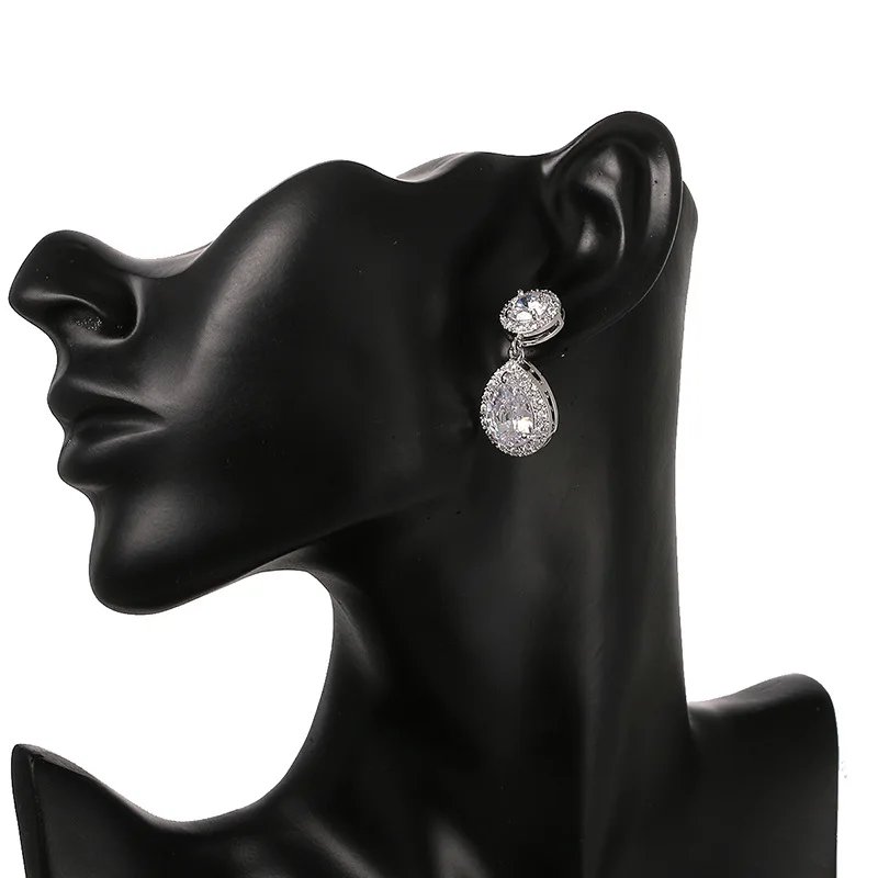 2018 модные роскошные серьги подвески в форме капли воды с фианитами висячие