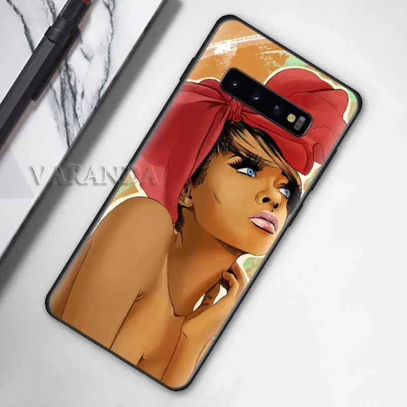 

African Afro Black Girl Capa for Samsung Galaxy S20 FE S10 Plus S9 S8 Note 20 Ultra 10 Lite 9 Black Silicone Phone Cases Cover