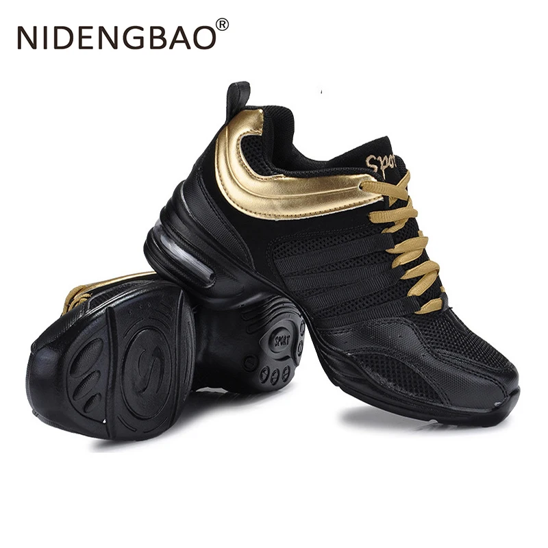 Women's Dancing Shoes Ladies Modern Soft Outsole Dance Sneakers Jazz Hip Hop Shoes Breathable Mesh Adult Dancing Fitness Shoes