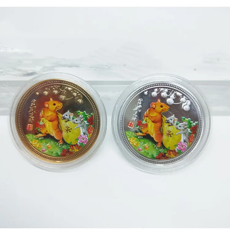 Памятная монета на новый год крысы сувенир в виде китайского зодиака