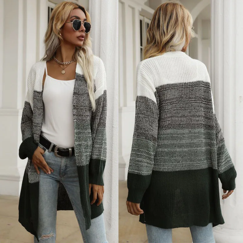 

LARCI 2021 Autumn Winter Assorted Colors Bottoming V-neck Knitted Sweater Women 's Casual Coat