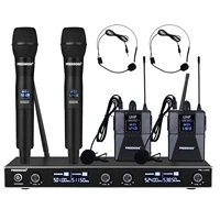 freeboss fb u400h2 4 channel uhf wireless microphone system with 2 bodypack and 2 handheld microphone of church family party