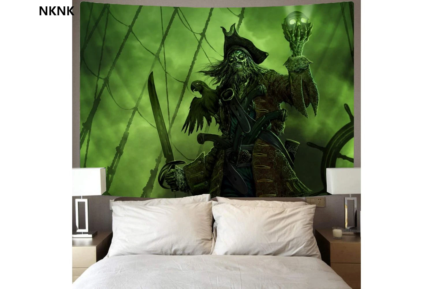 

NKNK Brand Skull Tapiz Punk Tenture Mandala Pirate Tapestries Green Rug Wall Captain Wall Tapestry Wall Hanging Mandala